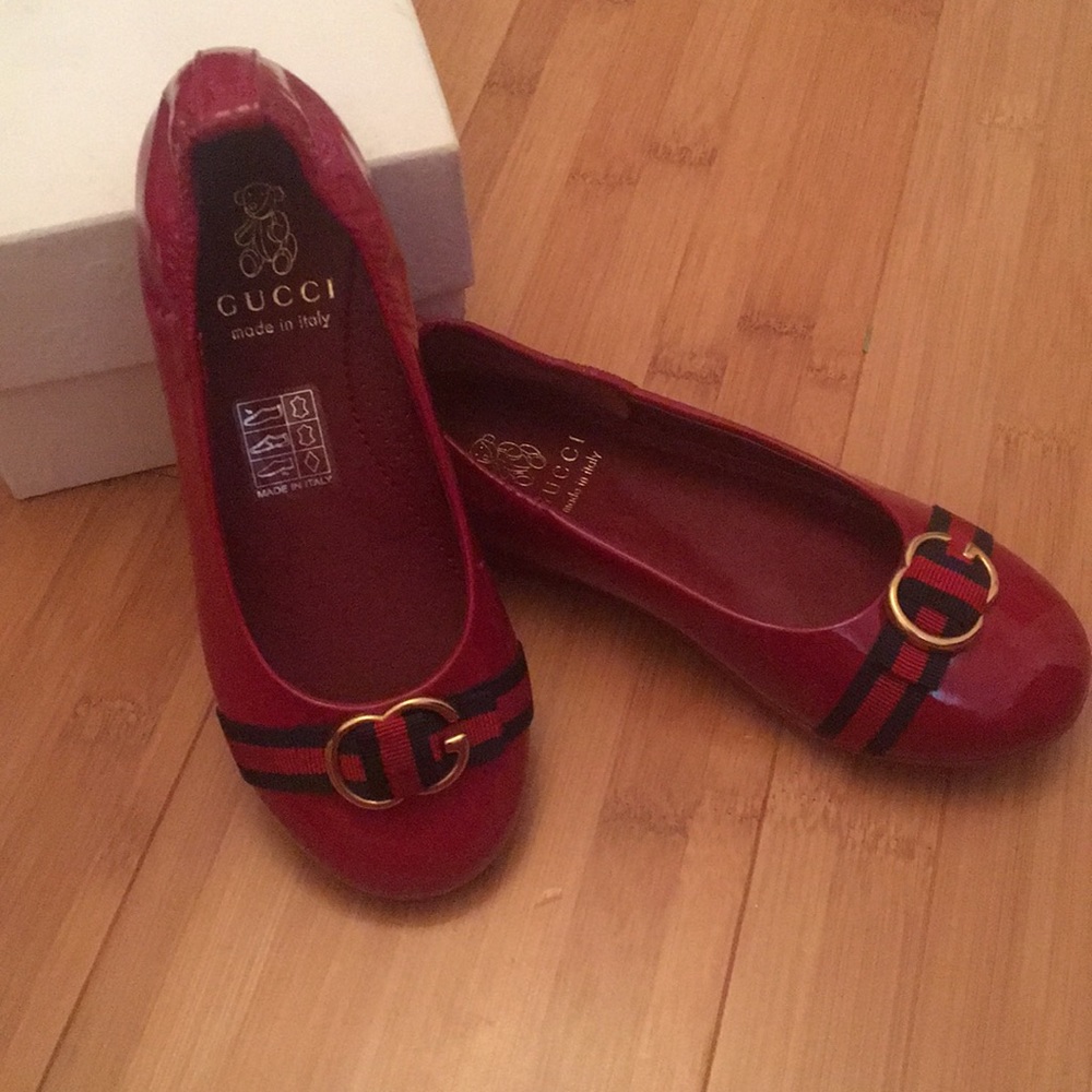 Red and Navy Patent Gucci Shoes
